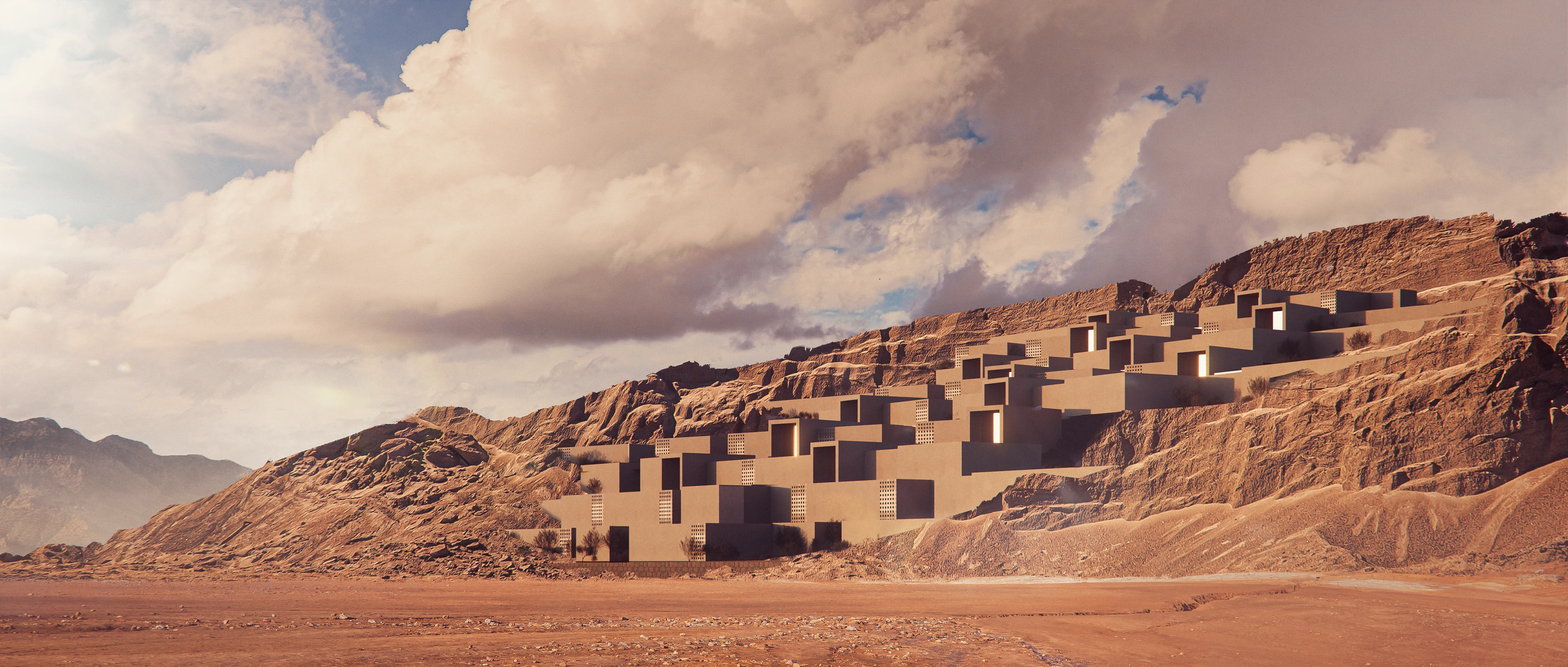 Desert Compound — exterior architectural visualization