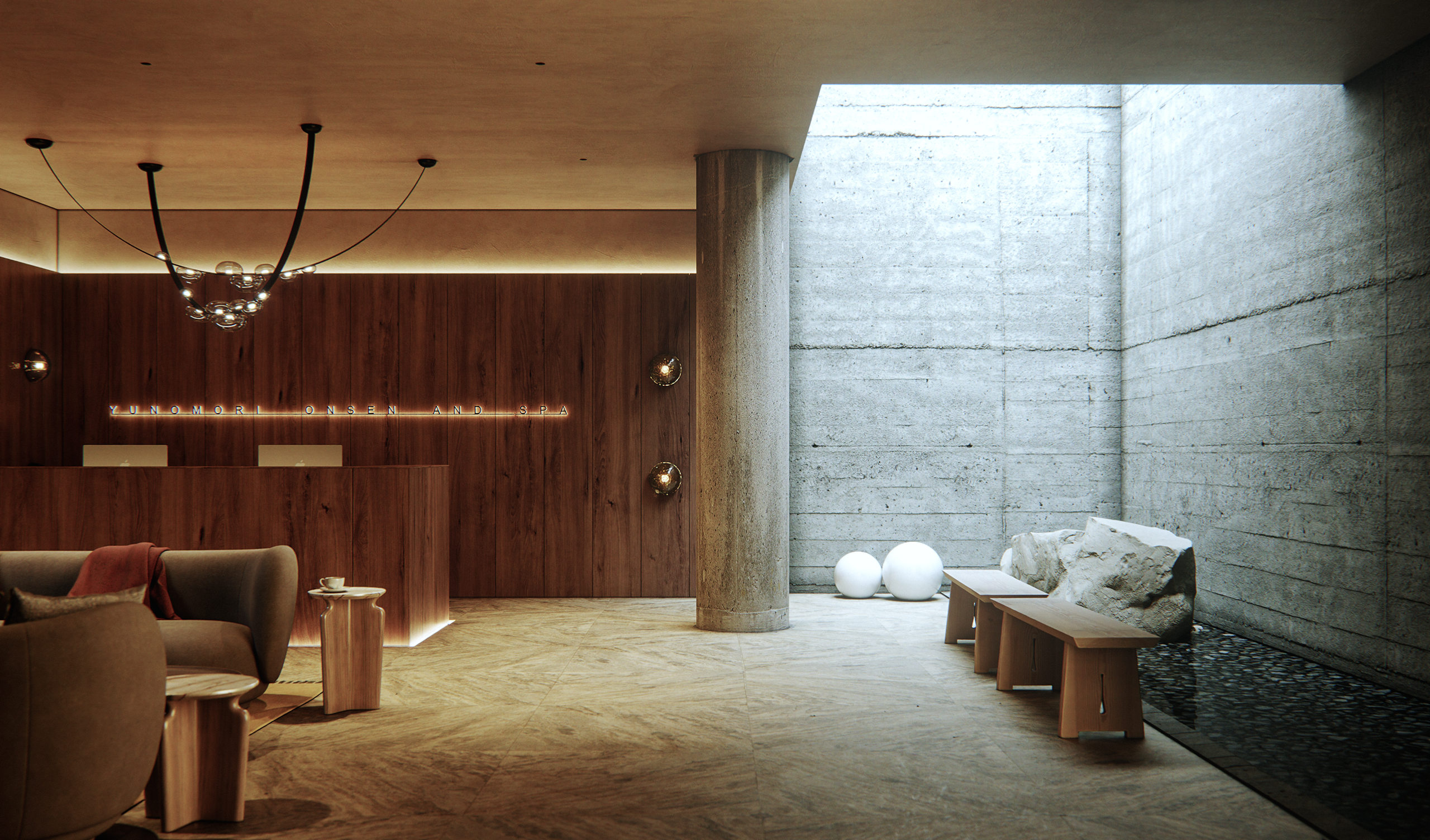 YUNUMORI ONSEN — interior architectural visualization
